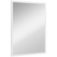 HOMCOM Espejo Rectangular de Baño 50x70 cm Espejo de Pared Decorativo para Salón Entrada Pasillo Horizontal o Vertical Blanco(m-10)