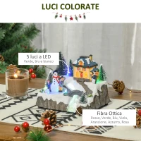 HOMCOM Villaggio di Natale con Luci LED, 8 Musiche e Pattinatori in Movimento, 18.5x16x15cm(m-5)