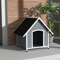 PawHut Outdoor Dog Kennel, Wooden Dog House, with Removable Floor, Anti-Corrosion Wood, for Large Dogs, 106.5H x 110W x 98Dcm(m-8)