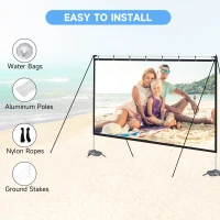 HOMCOM Projector Screen and Stand with Carry Bag, 120 inch Portable Front & Rear Projection Screen, 4K HD 16:9 Screen for Outdoor and Indoor, Home Theater, Presentation(m-7)