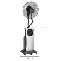 HOMCOM Ventilateur brumisateur 90 W avec 3 modes 3 vitesses, télécommande, minuterie 12H, oscillation à 70°, gris et noir(m-3)