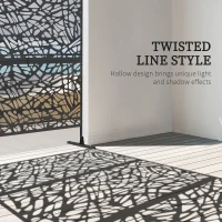 Outsunny Metal Decorative Privacy Screen Outdoor Divider, Black Twisted Lines(m-4)