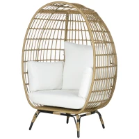 Outsunny Rattan Egg Chair with Cushions and Pillows, Khaki(m-11)