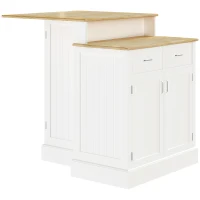 HOMCOM Desserte îlot de cuisine 3 placards étagères réglables 2 plans de travail en bois 2 tiroirs 76 x 97,5 x 92,5 cm blanc(m-1)