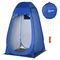 Outsunny Pop up Duschzelt Toilettenzelt Camping Umkleidezelt mit Tragetasche Mobile Outdoor Toilette Umkleidekabine Lagerzelt Dunkelblau 126 x 124 x 189 cm(m-14)