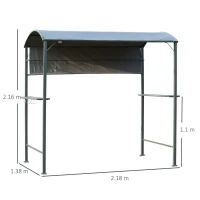 Outsunny 2.2 x 1.4m BBQ Shelter, Outdoor Grill Gazebo Canopy with Shelves, Hanging Hooks, and Metal Frame, for Garden Patio Backyard(m-3)