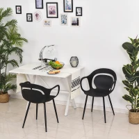 HOMCOM Lot de 2 chaises de Salle à Manger, Chaise de Cuisine, Design Simple Moderne, accoudoirs Dossier Ergonomique Confortable, Cadre PP, Pieds en métal, 58,5 x 60 x 83,5 cm, Noir(m-2)