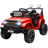 AIYAPLAY Coche Eléctrico para Niños con Batería 12V Mando a Distancia Velocidad Ajustable USB Faros Bocina Rojo(m-10)