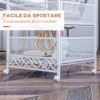 HOMCOM Carrello Portaoggetti a 3 Livelli in Truciolato e Acciaio, 34x29.5x57.5 cm, Bianco(m-5)