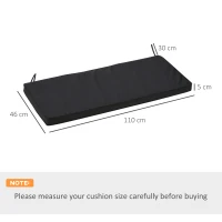 Outsunny 2-Seater Garden Bench Cushion with Ties, Swing Chair Cushion, Replacement Cushion for Outdoor Furniture, 110 x 46 cm, Black(m-3)
