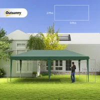 Outsunny Pop Up Gazebo 3 x 6m, Foldable Canopy Tent, Height Adjustable Wedding Awning Canopy w/ Carrying Bag, Green(m-3)