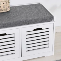 HOMCOM Shoe Storage Bench with 2 Drawers & Removable Grey Seat Cushion Hallway Organisation furniture(m-7)