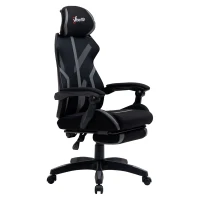 Vinsetto Mesh Office Chair Desk Task Computer Recliner with Footrest, Lumbar Back Support, Swivel Wheels, Adjustable Height for Home, Black Grey(m-14)
