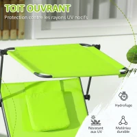 Outsunny Transat bain de soleil chaise longue dossier inclinable multi-positions avec pare-soleil réglable roulettes et oreiller(m-4)