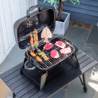 Outsunny  Portable Charcoal  Barbecue BBQ Grill Compact Folding Camping Picnic Garden Party Festival Cooker Table Top with Metal Grid(m-10)