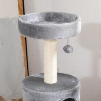 PawHut Cat Tree Tower for Indoor Cats Climbing Activity Center Kitten Furniture with Jute Scratching Post Bed Tunnel Perch Hanging Balls Grey(m-7)