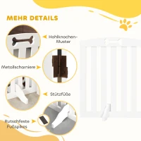 PawHut Wolnostojący płotek dla psów z podporami, dla przedpokoju, korytarza, schodów, 207,5x30x61 cm, Biały(m-6)