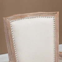 HOMCOM Esszimmerstuhl, Küchenstuhl, Nietendekor, französischer Landhausstil, Kautschukholz, Cremeweiß, 59 x 63,5 x 96cm(m-9)