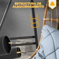 Outsunny Soporte para Silla Colgante Sostén para Columpio con Marco de Acero Carga 150 kg para Patio Terraza Negro(m-4)