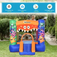 Outsunny Casa Gioco Castello Gonfiabile Gigante per Bambini 3-8 anni Trampolino Rimbalzante Colorato con Scivolo e Canestro 250cmx180cmx175cm(m-6)