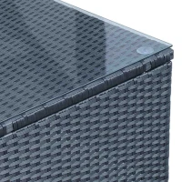 Outsunny Table Basse de Jardin Plateau Verre trempé 5 mm rotin tressé 85 x 50 x 39cm Max. 50 kg Noir(m-8)