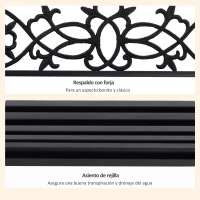 Outsunny Banco Columpio de 2 Plazas Banco Colgante con Reposabrazos para Jardín Terraza Exterior 127x59,5x52 cm Negro(m-7)