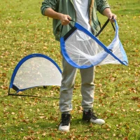 HOMCOM Cage de foot portable lot de 2 pcs but de football pliable cage de football pop up avec sac rangement et piquets bleu(m-6)