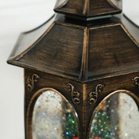 HOMCOM Farol Navidad con Música y Luces Bola de Nieve con Papá Noel Purpurina en Espiral para Decoración Navideña Bronce(m-9)