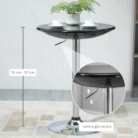 HOMCOM Tavolo Rotondo da Bar con Piano Girevole, Altezza Regolabile con Leva a Gas e Base in Acciaio, Φ61x76-97cm, Nero(m-4)