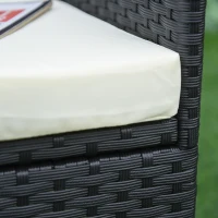 Outsunny Conjunto de Muebles para Jardín Juegos de Muebles de Ratán Incluye 1 Mesa y 2 Sillones con Cojines Estructura de Metal para Terraza Patio Negro(m-8)