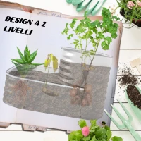 Outsunny Letto per Orto Rialzato a 2 Livelli in Acciaio con Fondo Aperto 120x90x30cm, Argento(m-4)