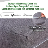 Outsunny Vierteiliges Gartenmöbel Set, Sitzgruppe, Sofa mit Sitzkissen, Tisch mit Stauraum, Polyester, Grau, 138 x 69 x 63 cm(m-6)