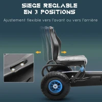 HOMCOM Kart à pédales pour enfant siège réglable 3 positions frein à main enfant de 5 à 12 ans bleu noir(m-4)