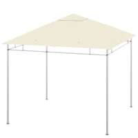 Outsunny Toile de rechange pour pavillon tonnelle tente toit de remplacement gazebo de jardin polyester 180 g/m² 3 x 3 m crème(m-8)