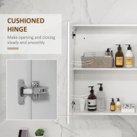 kleankin Bathroom Mirror Cabinet with Light, Bathroom Storage Cupboard with USB Charge, Adjustable Shelf, 90x15x70cm, White(m-7)