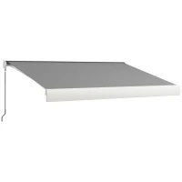 Outsunny Markise, elektrisch/manuell ausfahrbar, Vollkassette, Fernbedienung, Aluminiumrahmen, 4 x 3 m, Hellgrau(m-10)