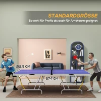 SPORTNOW Tischtennisplatte, klappbar, inkl. 2 Schläger, 3 Bälle, Netz, In- & Outdoor, Metallgestell, 274x152x76cm, Blau(m-5)
