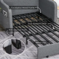 HOMCOM Two-Seater Pull-Out Sofa Bed - Grey(m-7)