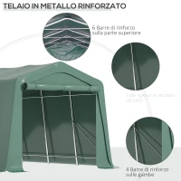 Outsunny Tendone da Giardino per Auto con Ingresso a Cerniera e Picchetti, 600x255-310x255cm, Verde(m-4)