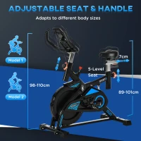 HOMCOM Stationary Exercise Bike w/ iPad Holder, LCD Monitor, Comfortable Seat, Indoor Cycling Training Bike, 13KG Flywheel,  Home Office, Black(m-7)