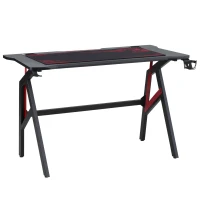 HOMCOM Scrivania Gaming Moderna con Tappetino Mouse Maxi e Accessori, 120x58x75cm - Rosso e Nero(m-10)
