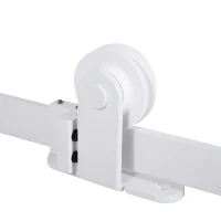 HOMCOM Gleitschienen-Bausatz für Schiebetür, leise Rollen, platzsparend, Karbonstahl, Weiß, 183 cm(m-6)