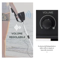 Outsunny Metal Detector Cercametalli 2 Modalità Bobina Impermeabile con Attacco Cuffia 13×24×77.5-105cm Nero(m-7)