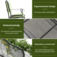 Outsunny Nostalgische Gartenbank aus Metall,  2-Sitzer, wetterbeständig, schwarz, 113 cm x 58 cm x 98 cm(m-5)