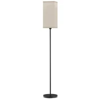 HOMCOM Moderne Stehlampe mit Kunstleinen-Schirm und Fußschalter, für Wohnzimmer und Schlafzimmer, Metall, Schwarz(m-1)