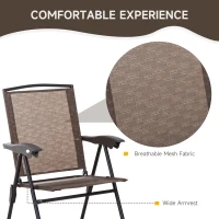 Outsunny 3 Piece Outdoor Bistro Set, Patio Conversation Furniture Set with 2 Folding Backrest Adjustable Armchairs and Glass Top Coffee Table, Brown(m-5)