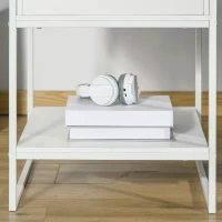 HOMCOM Set 2 Comodini Moderni, 2 Comodini da Camera da Letto e Soggiorno, con Cassetto e Ripiano Aperto, Design Moderno, in MDF e Acciaio, 45x40x60cm, Bianco(m-7)