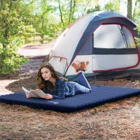 Outsunny Matelas autogonflant de camping - grand confort 2 personnes - pliable avec sac de transport inclus - bleu marine(m-8)