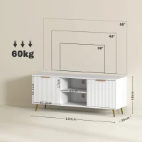 HOMCOM Modern TV Stand Cabinet for TVs up to 55", TV Unit with 2 Open Shelves and 2 Cabinets, Entertainment Centre with Cable Management for Living Room, White(m-3)