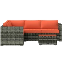 Outsunny Four-Piece Rattan Sofa Set - Orange/Grey(m-11)